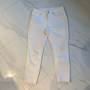 Womens Loft Curvy Skinny Ankle White Jeans, Size 6